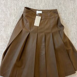 Recollections Tan Mini A-Line Pleated Skirt for Work